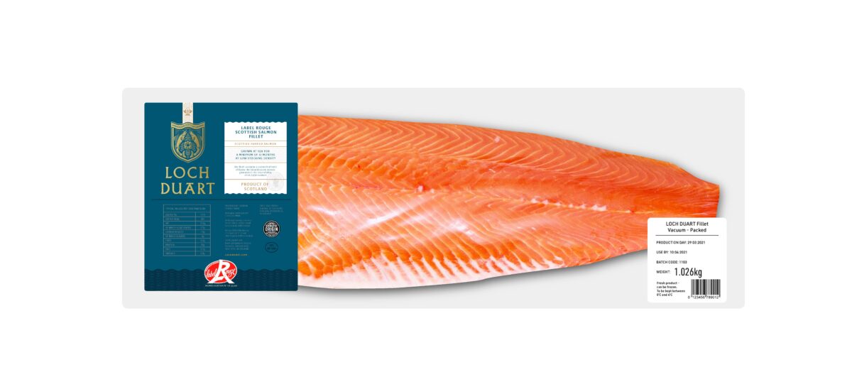 Salmon fillet in Loch Duart branded pack