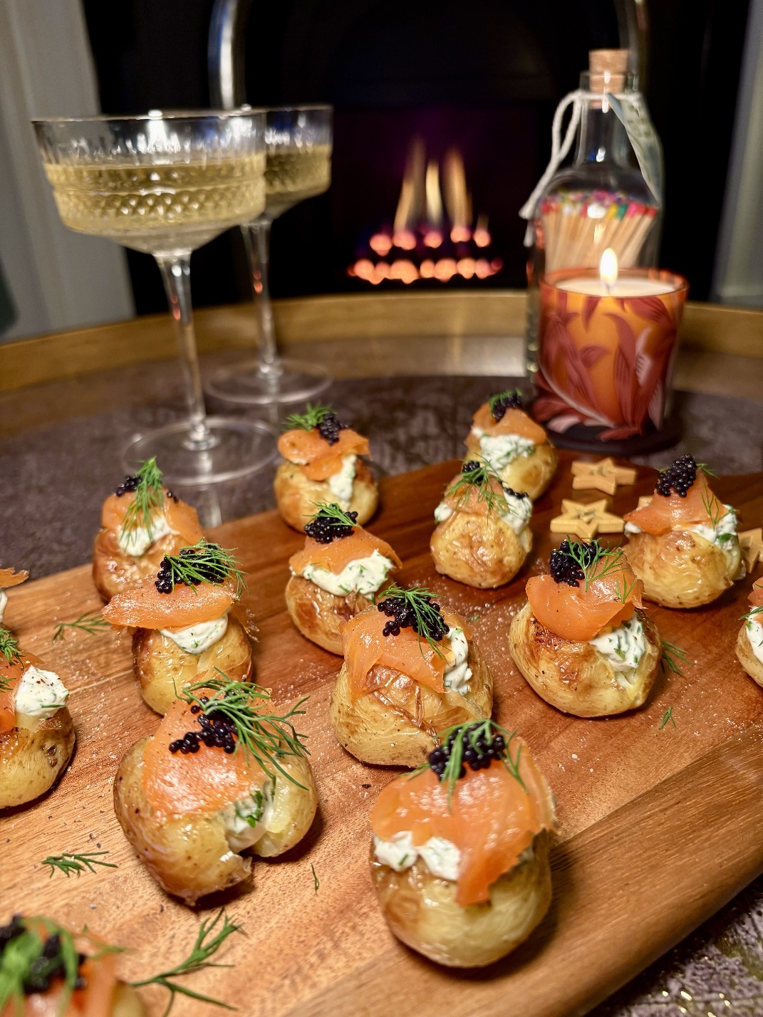 Featured image for “Mini Jacket Potatoes with Lemon Chive Mayo, Smoked Salmon and Caviar”